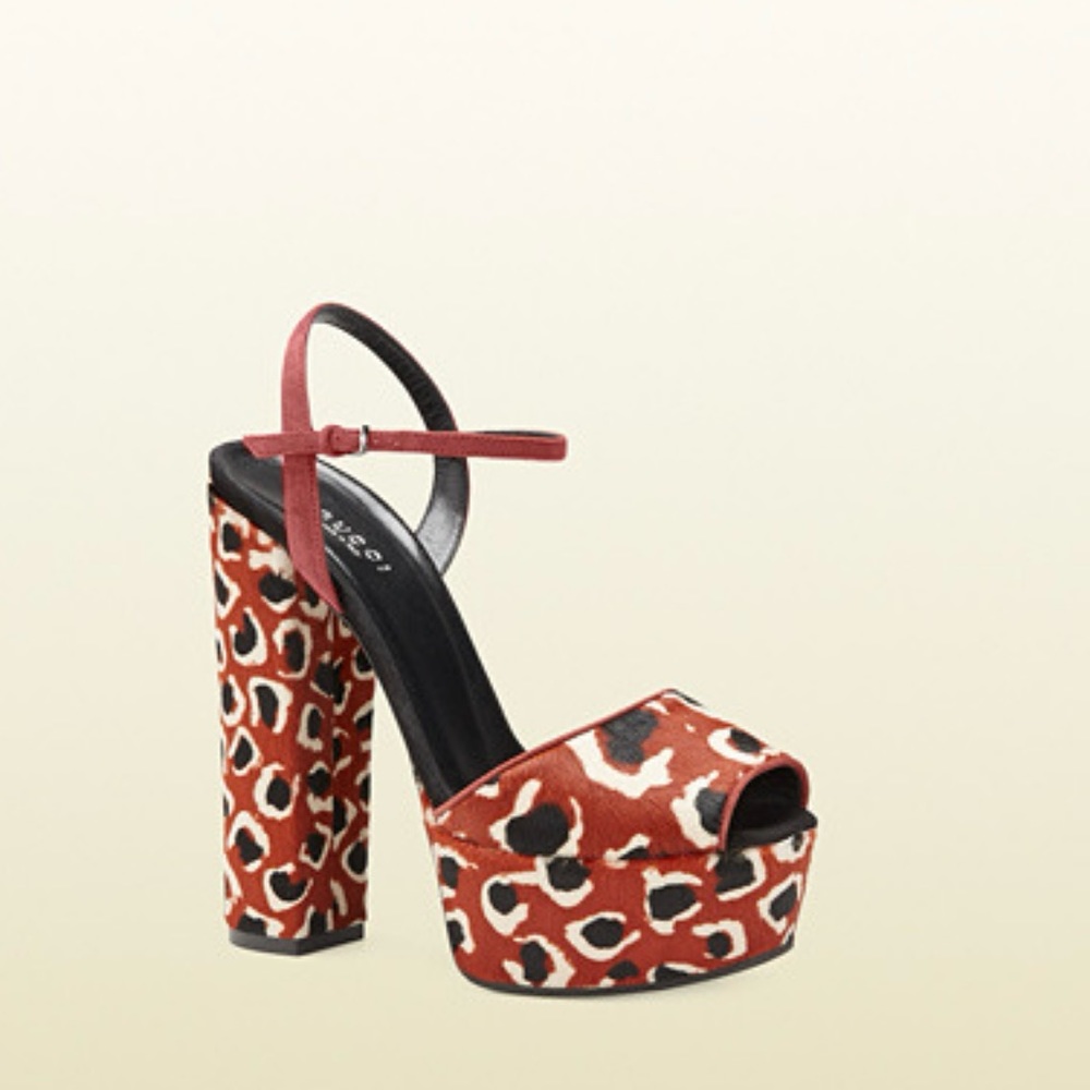 Gucci Calf Hair Animal Print Platforms